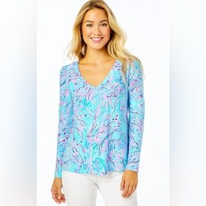 Lilly Pulitzer Etta V Neck Long Sleeve Top